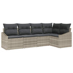 Gartensofa-set mit Kissen 5 pcs Hellgrau Poly-Rattan