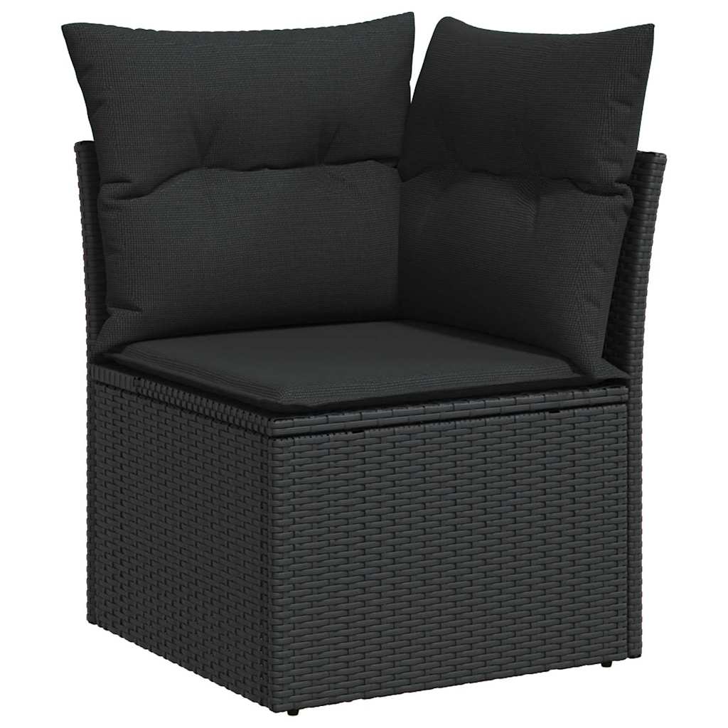 Gartensofa-set mit Kissen 5 pcs Schwarz Poly-Rattan