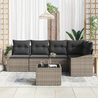Gartensofa-set mit Kissen 6 pcs Hellgrau Poly-Rattan