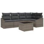 Gartensofa-set mit Kissen 6 pcs Hellgrau Poly-Rattan