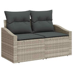 Gartensofa-set mit Kissen 6 pcs Hellgrau Poly-Rattan