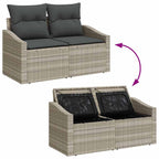 Gartensofa-set mit Kissen 6 pcs Hellgrau Poly-Rattan
