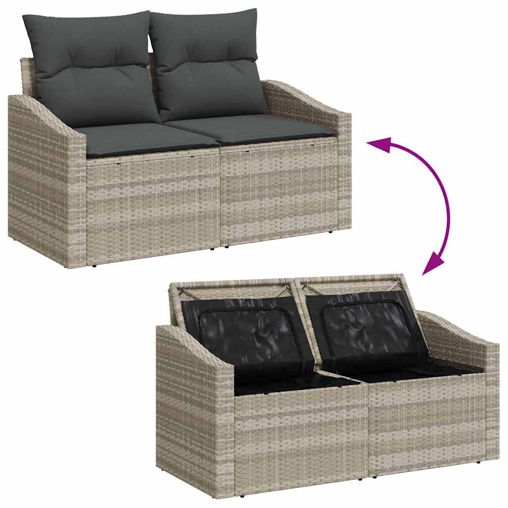 Gartensofa-set mit Kissen 6 pcs Hellgrau Poly-Rattan