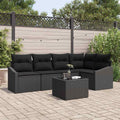 Gartensofa-set mit Kissen 6 pcs Schwarz Poly-Rattan