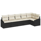 Gartensofa-set mit Kissen 6 pcs Schwarz und Weiß Poly-Rattan