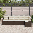 Gartensofa-set mit Kissen 6 pcs Braun und Weiß Poly-Rattan