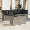 Gartensofa-set mit Kissen 7 pcs Hellgrau Poly-Rattan
