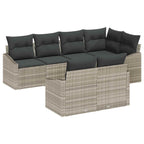 Gartensofa-set mit Kissen 7 pcs Hellgrau Poly-Rattan