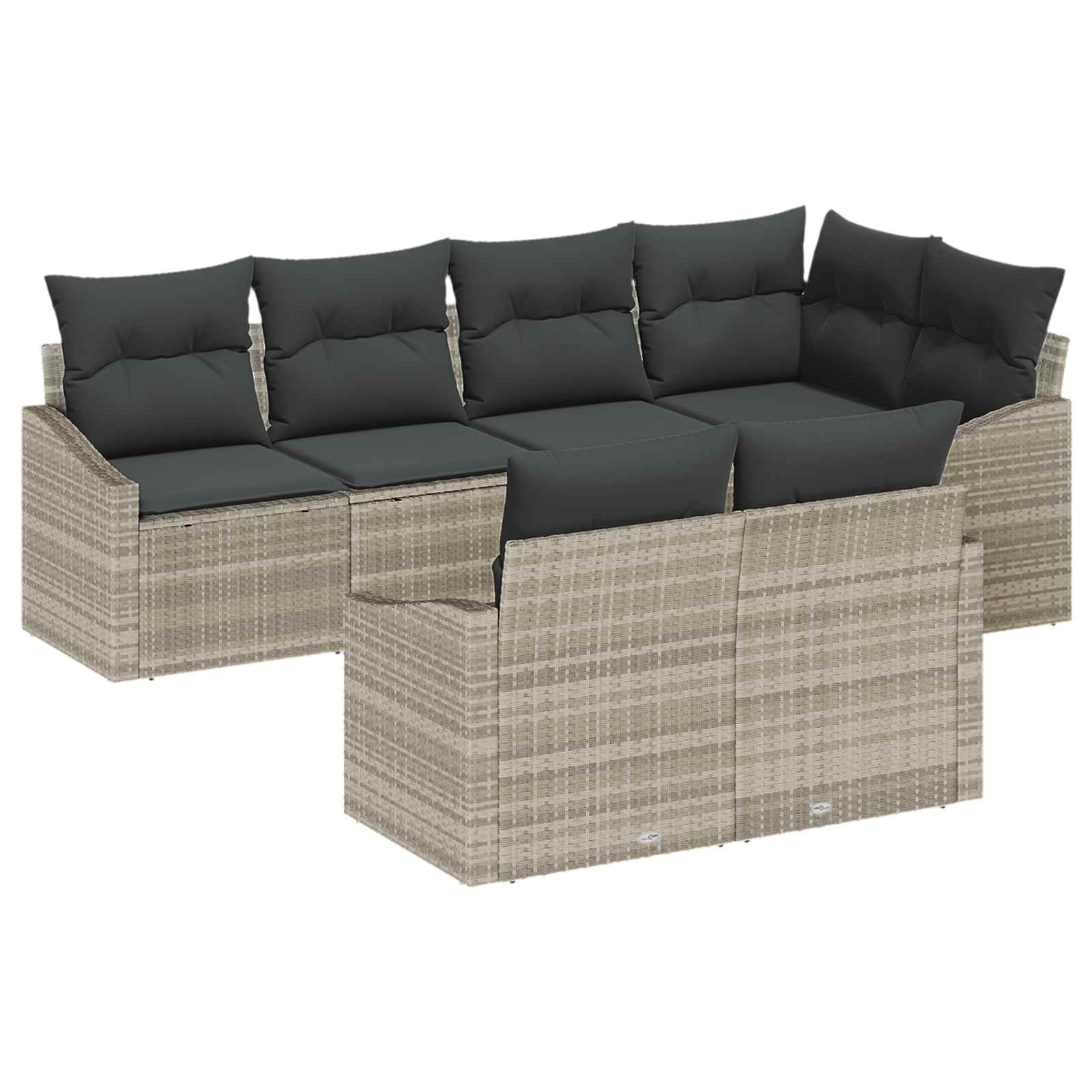 Gartensofa-set mit Kissen 7 pcs Hellgrau Poly-Rattan