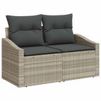Gartensofa-set mit Kissen 7 pcs Hellgrau Poly-Rattan