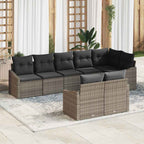 Gartensofa-set mit Kissen mit Speicher 8 pcs Grau Poly-Rattan
