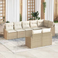 Gartensofa-set mit Kissen 8 pcs Beige und Weiß Poly-Rattan