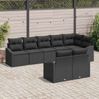 Gartensofa-set mit Kissen 8 pcs Schwarz Poly-Rattan