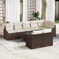 Gartensofa-set mit Kissen 9 pcs Braun und Creme Poly-Rattan