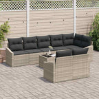 Gartensofa-set mit Kissen 9 pcs Hellgrau Poly-Rattan