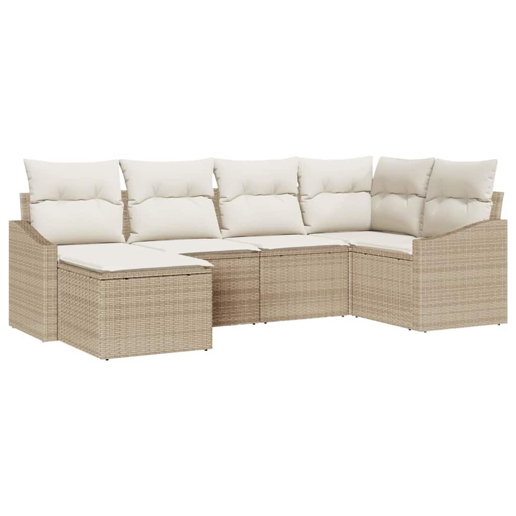 Garten Essgruppe mit Kissen mit Speicher 6 pcs Beige und Creme