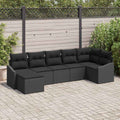 Garten-Sofa-Set mit Kissen 7 pcs Schwarz Poly-Rattan