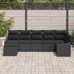 Garten-Sofa-Set mit Kissen 7 pcs Schwarz Poly-Rattan