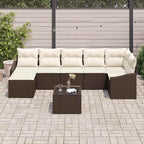 Garten-Sofa-Set mit Kissen 8 pcs Braun und Creme Poly-Rattan