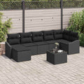 Garten-Sofa-Set mit Kissen 8 pcs Schwarz Poly-Rattan