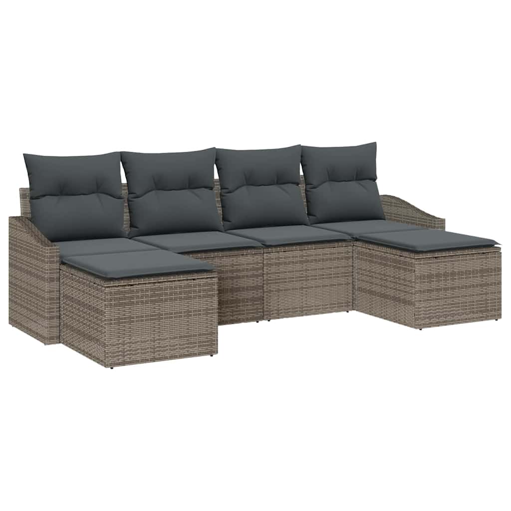 Garten Essgruppe mit Kissen mit Speicher 6 pcs Grau