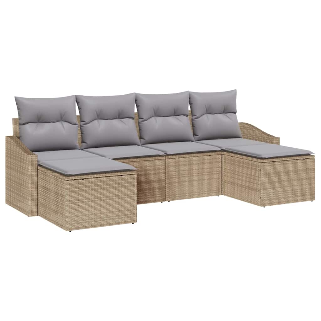 Garten Essgruppe mit Kissen 6 pcs Beige und Hellgrau