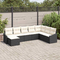 Gartensofa-set mit Kissen 8 pcs Schwarz und Creme Poly-Rattan