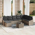 Gartensofa-set mit Kissen 8 pcs Hellgrau Poly-Rattan