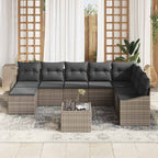 Gartensofa-set mit Kissen 8 pcs Hellgrau Poly-Rattan