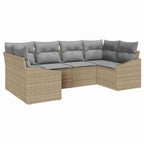 Gartensofa-set 6 pcs Beige und Hellgrau Poly-Rattan