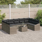 Gartensofa-set mit Speicher Hellgrau Poly-Rattan