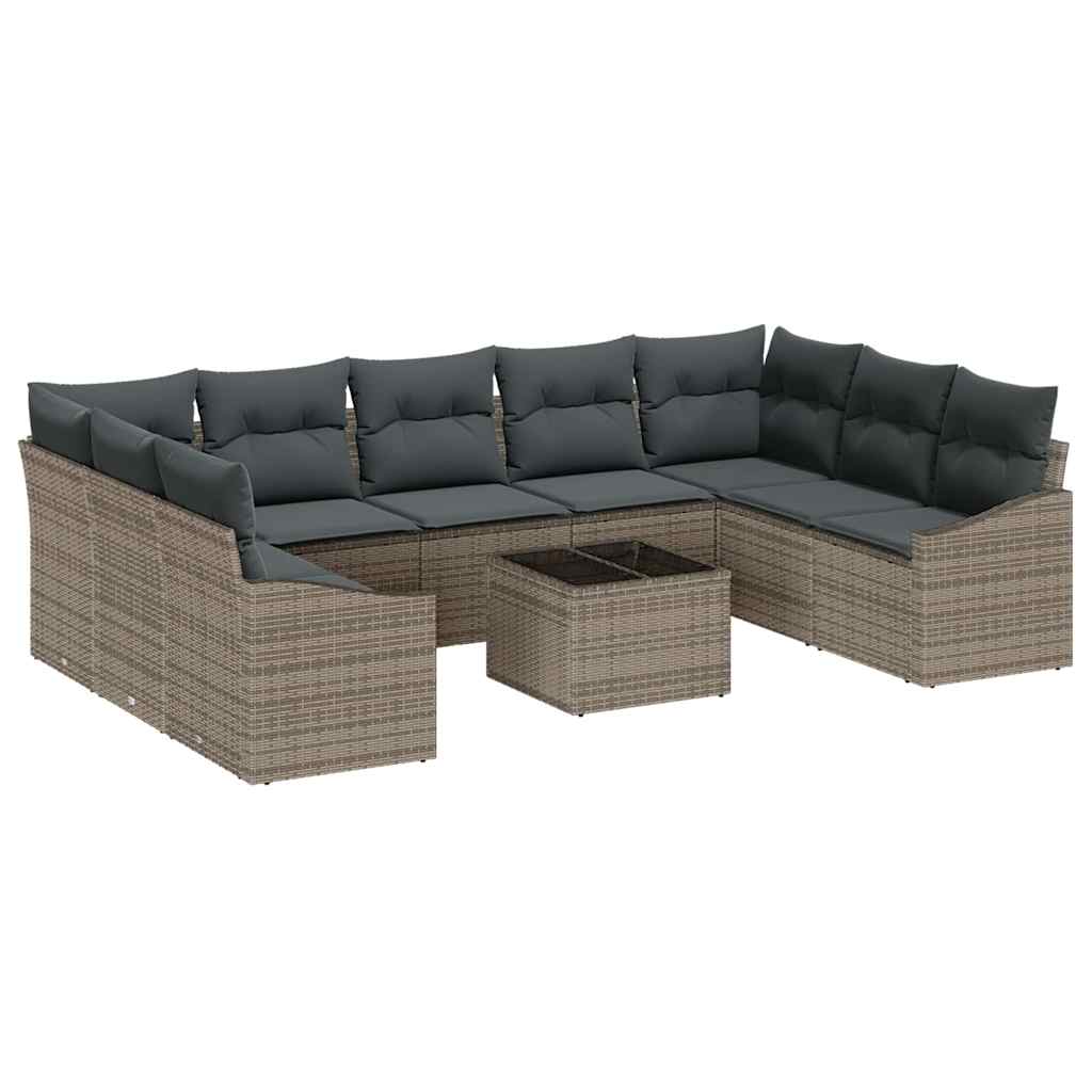 Gartensofa-set mit Speicher Hellgrau Poly-Rattan