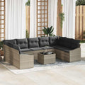 Gartensofa-set mit Speicher Hellgrau Poly-Rattan