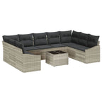 Gartensofa-set mit Speicher Hellgrau Poly-Rattan