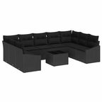 Gartensofa-set mit Speicher Schwarz Poly-Rattan