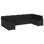 Gartensofa-set mit Speicher 10 pcs Schwarz Poly-Rattan