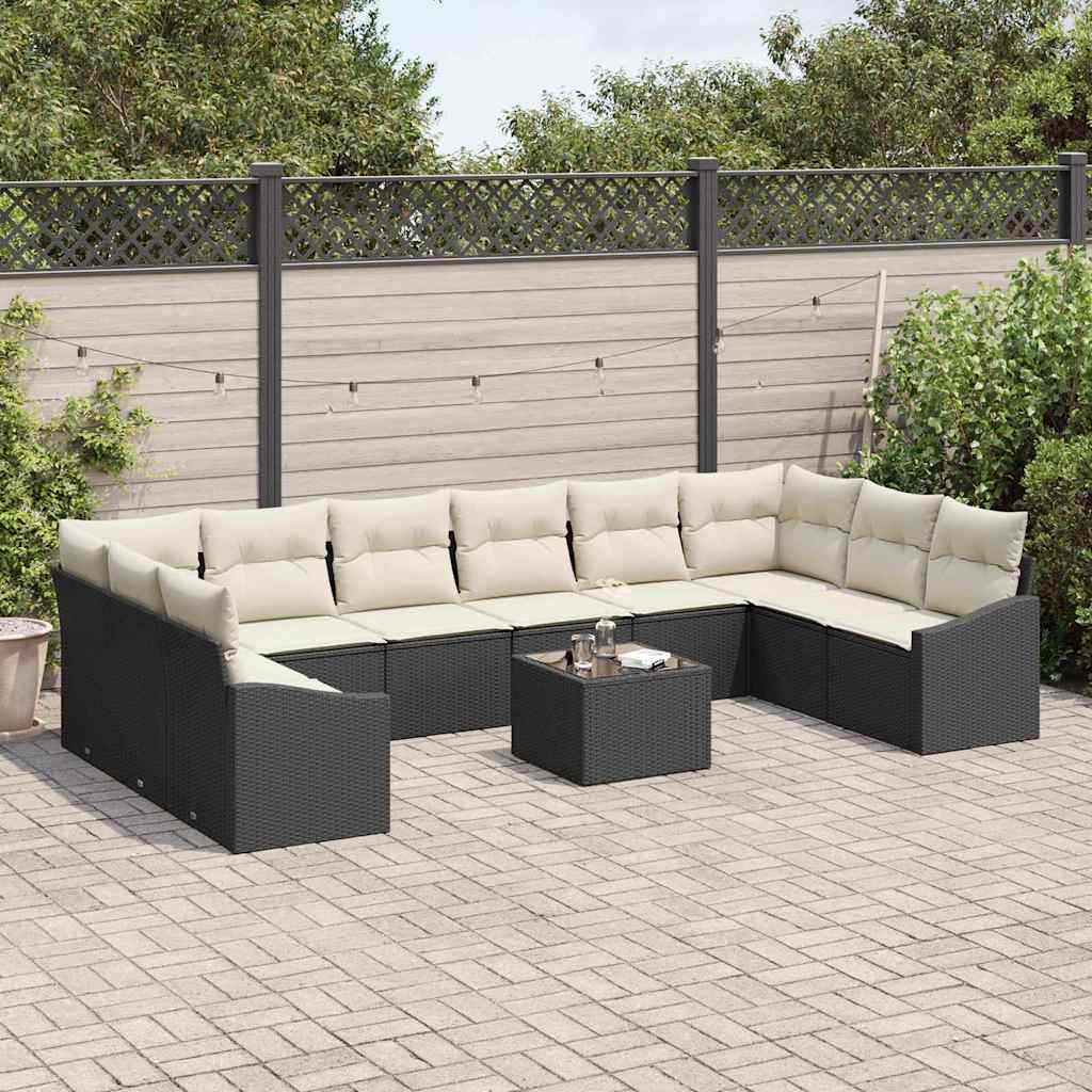 Gartensofa-set mit Speicher Braun und Creme Poly-Rattan