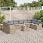 Gartensofa-set mit Speicher Beige und Hellgrau Poly-Rattan