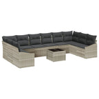 Gartensofa-set mit Speicher Hellgrau Poly-Rattan