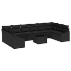 Gartensofa-set mit Speicher Schwarz Poly-Rattan