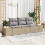 Gartensofa-set 3 pcs Beige und Hellgrau Poly-Rattan