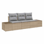 Gartensofa-set 3 pcs Beige und Hellgrau Poly-Rattan