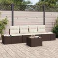 Garten-Sofa-Set mit Kissen 5 pcs Braun und Creme Poly-Rattan