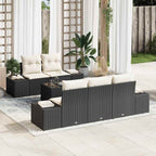 Gartensofa-set mit Kissen 6 pcs Schwarz und Creme Poly-Rattan