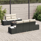 Gartensofa-set mit Kissen 6 pcs Schwarz und Creme Poly-Rattan