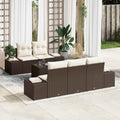 Gartensofa-set mit Kissen 6 pcs Braun und Creme Poly-Rattan
