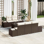 Gartensofa-set mit Kissen 6 pcs Braun und Creme Poly-Rattan