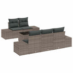 Gartensofa-set mit Kissen mit Speicher 6 pcs Grau Poly-Rattan