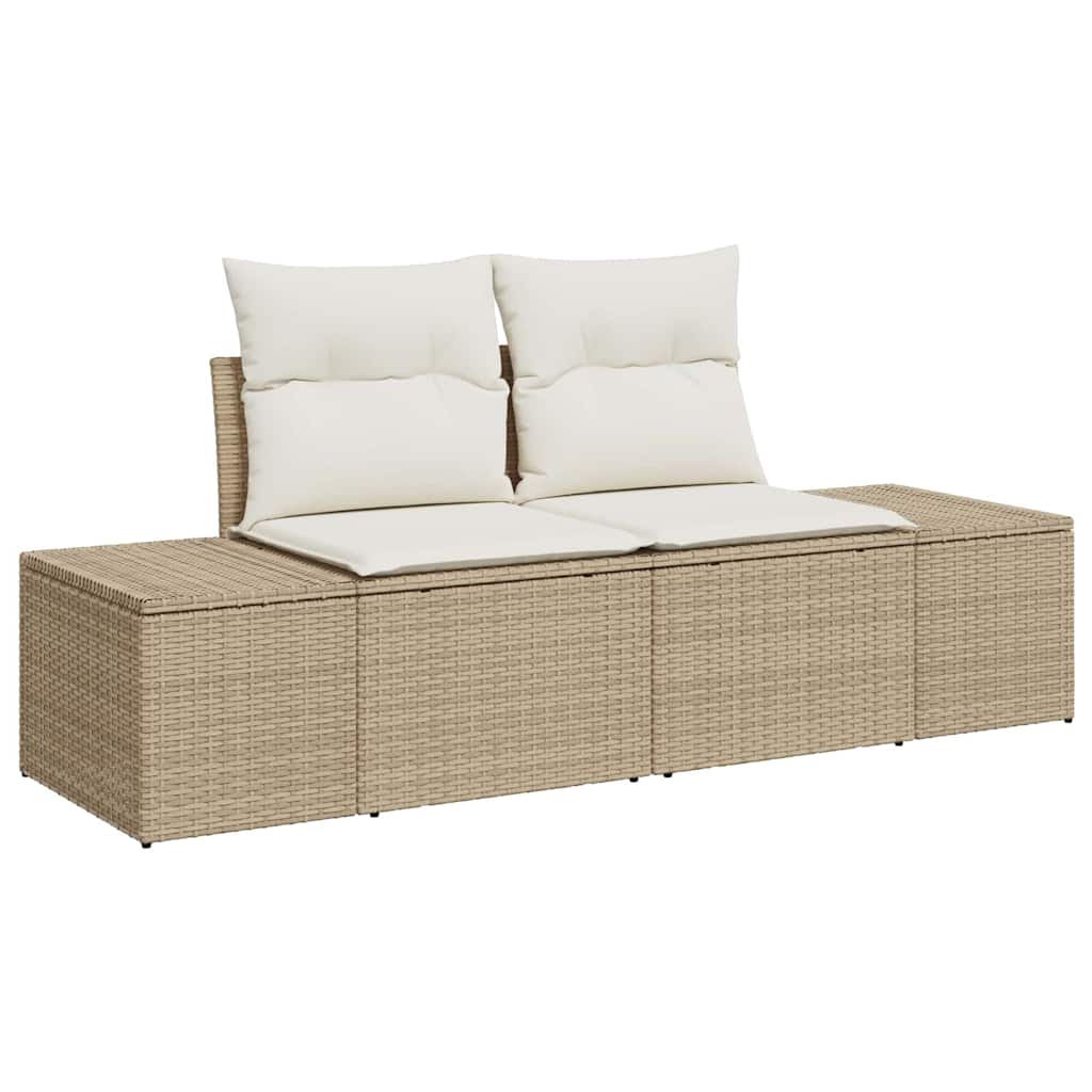 Gartensofa-set mit Kissen 6 pcs Beige und Creme Poly-Rattan