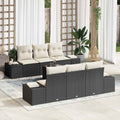 Garten-Sofa-Set mit Kissen 8 pcs Schwarz und Creme Poly-Rattan